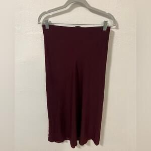 Express Burgundy Midi Silk Skirt SMALL